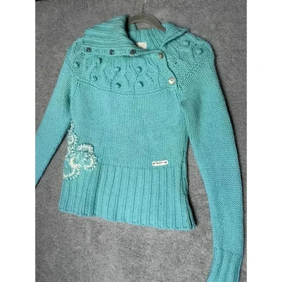 Pepe‎ Jeans Women's Blue Embroidered Knit Sweater - Small - Picture 2 of 8